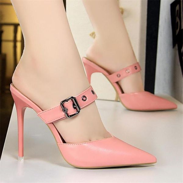 slippers woman summer pointed toe sandals fashion metal buckle mules shoes 10.5cm super high heels outdoor slides stilettos, Black
slippers woman summer pointed toe sandals fashion metal buckle mules shoes 10.5cm super high heels outdoor slides stilettos, Black
