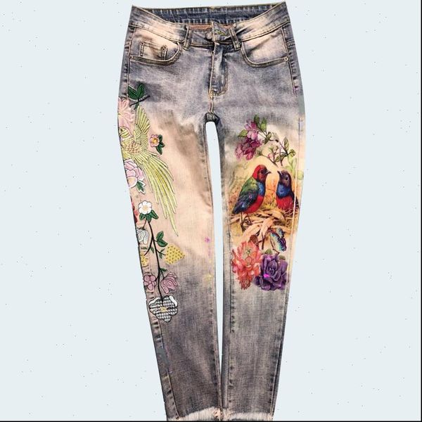 3d cartoon stretchy embroidery flowers women jeans pattern painted pencil pants streetwear denim trousers for j032, Blue
3d cartoon stretchy embroidery flowers women jeans pattern painted pencil pants streetwear denim trousers for j032, Blue