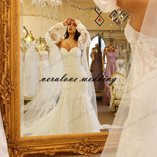 abito da sposa mermaid wedding dress removable sleeves appliques bridal gowns wedding party gown robe de soirée, White
abito da sposa mermaid wedding dress removable sleeves appliques bridal gowns wedding party gown robe de soirée, White