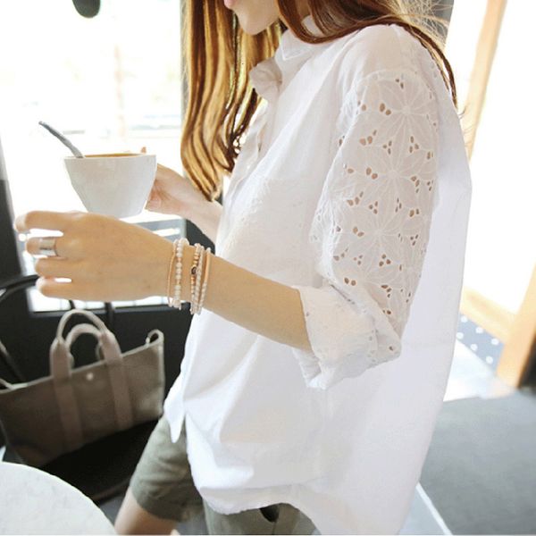 big plus size 5xl women with long white sleeve casual lace sleeves elegant shirts summer women's blouses boe2, Black;gray
big plus size 5xl women with long white sleeve casual lace sleeves elegant shirts summer women's blouses boe2, Black;gray