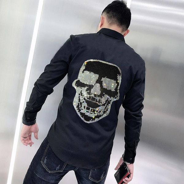men's casual shirts street personality t-shirt button design long-sleeved spring rhinestone exquisite diamond business, White;black
men's casual shirts street personality t-shirt button design long-sleeved spring rhinestone exquisite diamond business, White;black