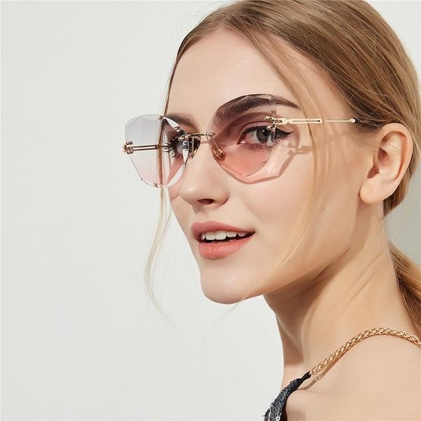 sunglasses 2021 frameless cat eye retro diamond cut glasses for women, White;black
sunglasses 2021 frameless cat eye retro diamond cut glasses for women, White;black