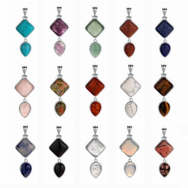 sevenstone natural stone double drop pendant men and women stainless steel diy jewelry necklace key chain fashion items, Silver
sevenstone natural stone double drop pendant men and women stainless steel diy jewelry necklace key chain fashion items, Silver