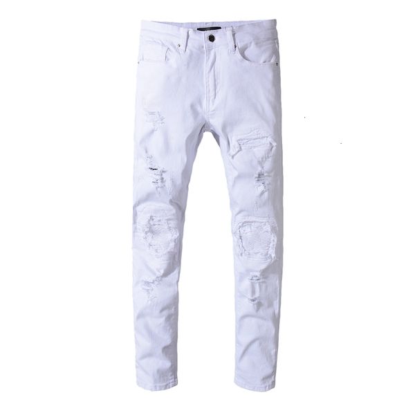 new male trousers street fashion men's white jeans youth hole patch beggar slim denim pants f5gw, Blue
new male trousers street fashion men's white jeans youth hole patch beggar slim denim pants f5gw, Blue