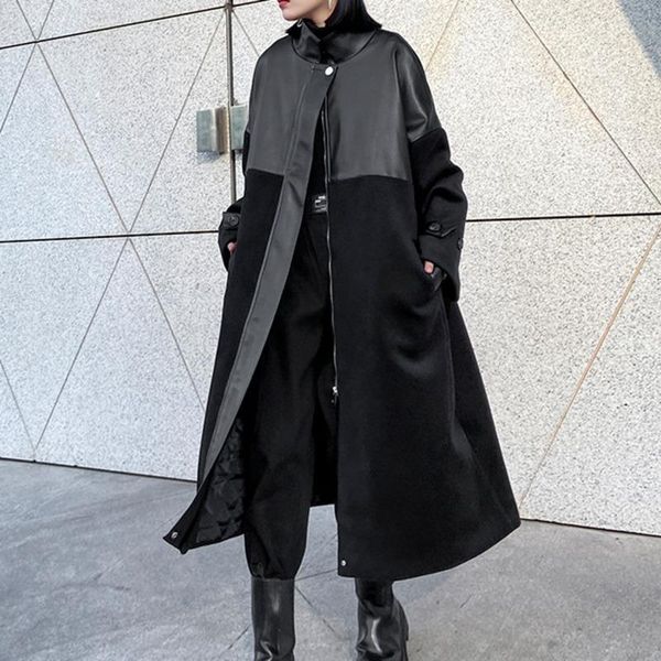women's trench coats xuxi spring autumn 2021 women windbreaker streetwear pu splicing fashion longsleeve wide-waisted coat thicken plus, Tan;black
women's trench coats xuxi spring autumn 2021 women windbreaker streetwear pu splicing fashion longsleeve wide-waisted coat thicken plus, Tan;black