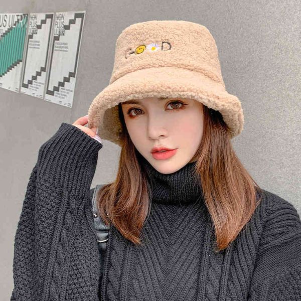 women's autumn and winter new warm basin versatile fashion smiling face daisy lamb cashmere bucket hat, Yellow
women's autumn and winter new warm basin versatile fashion smiling face daisy lamb cashmere bucket hat, Yellow
