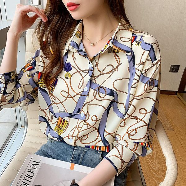 women's polos european and american long-sleeved shirt women french temperament high-end commuter chain print, White
women's polos european and american long-sleeved shirt women french temperament high-end commuter chain print, White