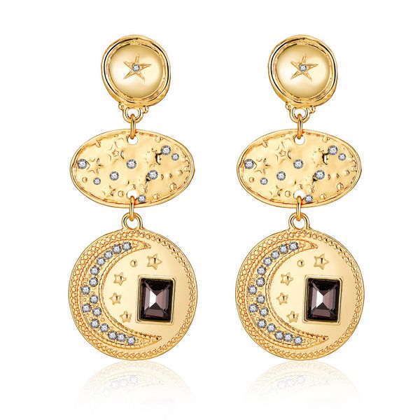 ins style moon diamond inlaid light luxury simple earrings five pointed star versatile copper plated real gold jewelry, Silver
ins style moon diamond inlaid light luxury simple earrings five pointed star versatile copper plated real gold jewelry, Silver