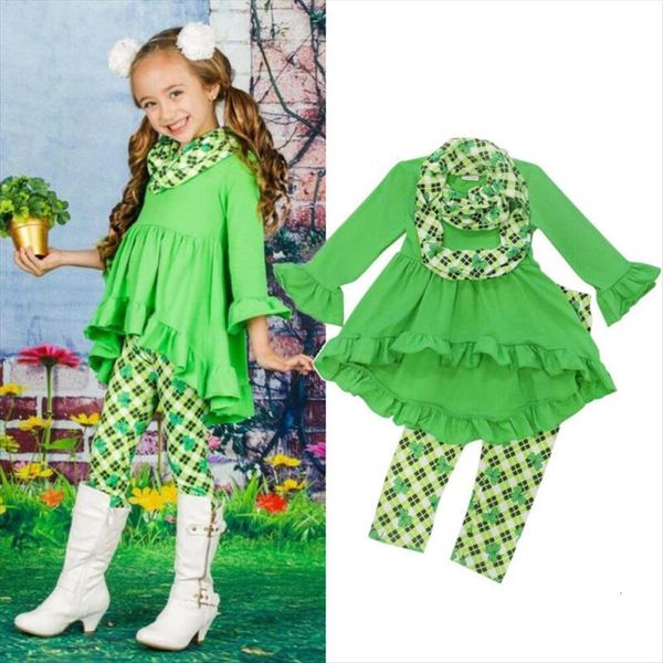 spring green 3pcs kids baby girl clothes long sleeve dress clover pants scarf outfits lucky set, White
spring green 3pcs kids baby girl clothes long sleeve dress clover pants scarf outfits lucky set, White