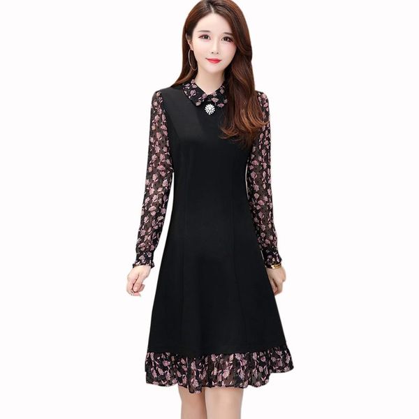 casual dresses elegant floral chiffon dress 2021 spring vintage long sleeve large size o-neck women summer fashion zippers a-line, Black;gray
casual dresses elegant floral chiffon dress 2021 spring vintage long sleeve large size o-neck women summer fashion zippers a-line, Black;gray