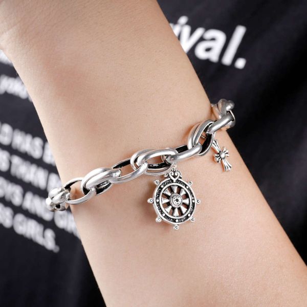 s925 sterling silver personalized rudder letter bracelet female taiyin fashion japanese and korean thick bracelet friend lover gift, Black
s925 sterling silver personalized rudder letter bracelet female taiyin fashion japanese and korean thick bracelet friend lover gift, Black