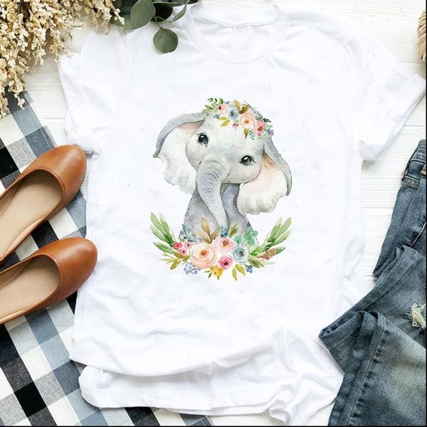 women lady cartoon floral elephant cute 90s trend fashion print tshirt shirt clothes female t tee womens t shirt, White
women lady cartoon floral elephant cute 90s trend fashion print tshirt shirt clothes female t tee womens t shirt, White