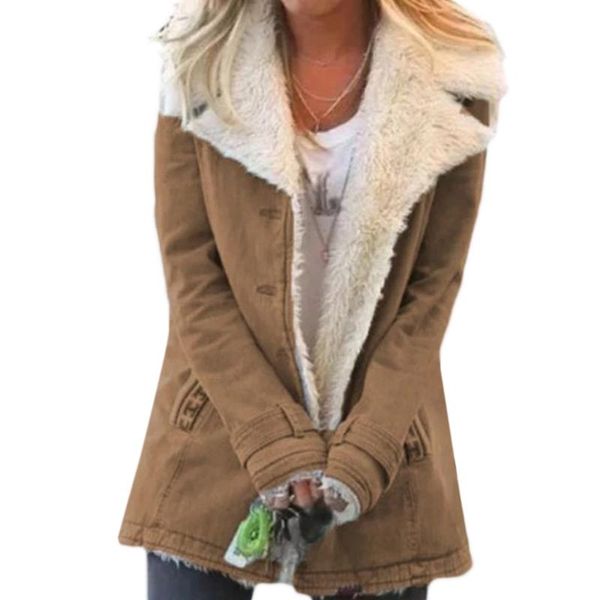 women's jackets women winter long sleeve faux denim jacket vintage lapel single breasted coat thicken warm plush lined loose outerwear, Black;brown
women's jackets women winter long sleeve faux denim jacket vintage lapel single breasted coat thicken warm plush lined loose outerwear, Black;brown
