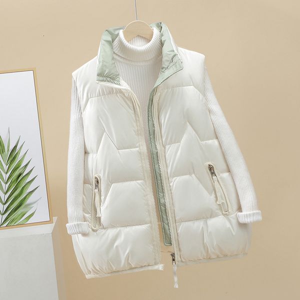 vests contrast color stand collar bright face women 2021 winter korean loose and thin short down cotton vt, Black;white
vests contrast color stand collar bright face women 2021 winter korean loose and thin short down cotton vt, Black;white