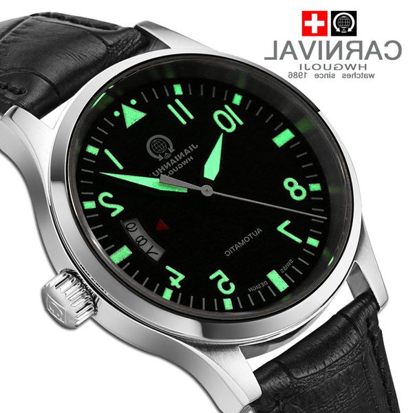 reloj hombre carnival brand military watch men luxury fashion luminous waterproof sapphire crystal mechanical automatic watches, Slivery;brown
reloj hombre carnival brand military watch men luxury fashion luminous waterproof sapphire crystal mechanical automatic watches, Slivery;brown