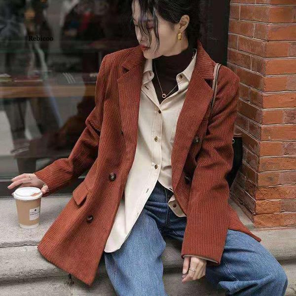 women's suits & blazers corduroy double breasted women autumn winter loose office suit coat ladies vintage solid jacket, White;black
women's suits & blazers corduroy double breasted women autumn winter loose office suit coat ladies vintage solid jacket, White;black