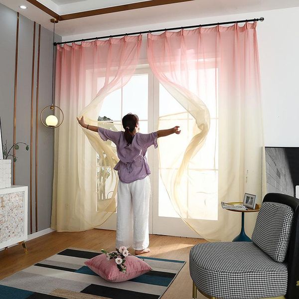 curtain & drapes gradient tulle window curtains for living room bedroom kitchen pink yellow blue color sheer fabric home decoration
curtain & drapes gradient tulle window curtains for living room bedroom kitchen pink yellow blue color sheer fabric home decoration