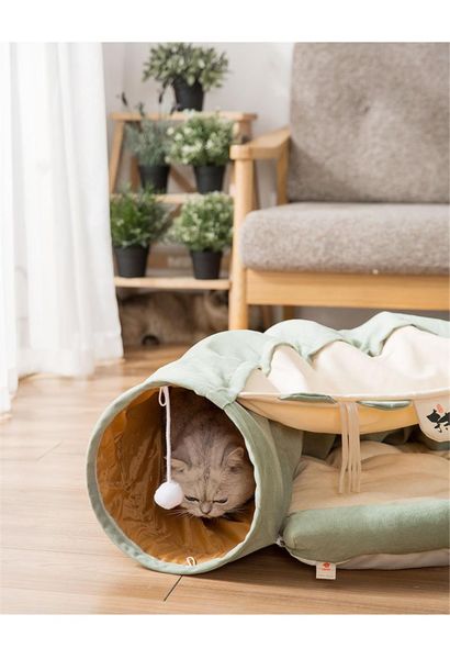 cat toys 2 in 1 pet tunnels bed playing tube with ball collapsible kitten tunnel toy tubes for cats