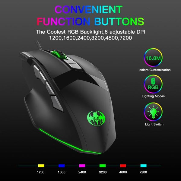 gaming mouse 7200dpi 10 keys wired mouse 7 brilliant rgb backlight ergonomic mice for game/office compatible with win/mac/linux
gaming mouse 7200dpi 10 keys wired mouse 7 brilliant rgb backlight ergonomic mice for game/office compatible with win/mac/linux
