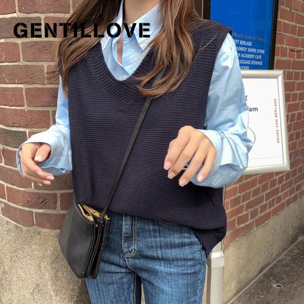 women's vests gentillove elegant v neck knitted sweater vest autumn harajuku waistcoat women sleeveless korean style outwear vintage pu, Black;white
women's vests gentillove elegant v neck knitted sweater vest autumn harajuku waistcoat women sleeveless korean style outwear vintage pu, Black;white