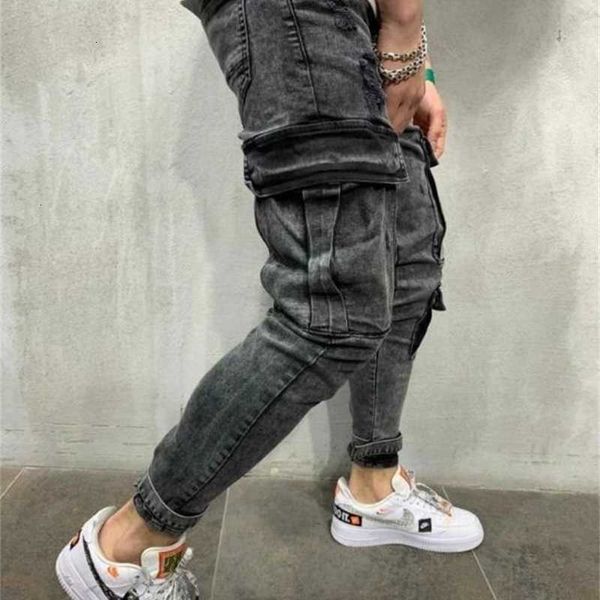 men's jeans designer spring big pockets pencil pants ripped biker jean trousers mens black 7s1p, Blue
men's jeans designer spring big pockets pencil pants ripped biker jean trousers mens black 7s1p, Blue