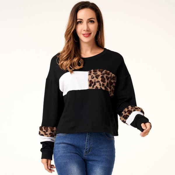 women's blouses & shirts autumn summer fashion leopard print black and white stitching long-sleeved round neck all-match casual sw
women's blouses & shirts autumn summer fashion leopard print black and white stitching long-sleeved round neck all-match casual sw