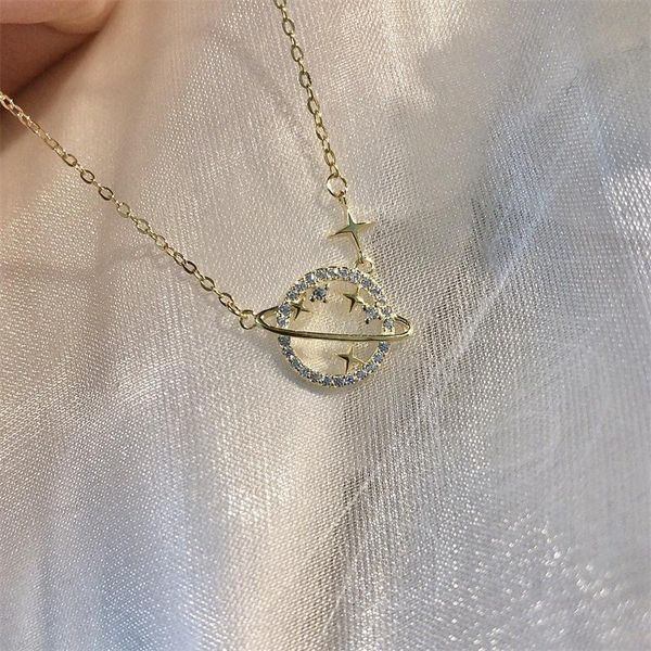 chains creative geometric hollow design inlaid zircon planet necklace ladies simple and elegant temperament party clavicle chain, Silver
chains creative geometric hollow design inlaid zircon planet necklace ladies simple and elegant temperament party clavicle chain, Silver