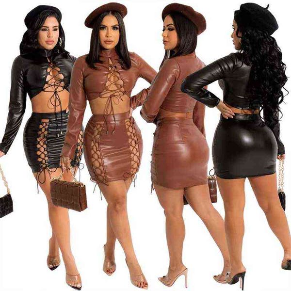 two piece dress bandage pu leather dresses female suit set short skirt crop mulher solid color spring clothing smw9, White
two piece dress bandage pu leather dresses female suit set short skirt crop mulher solid color spring clothing smw9, White