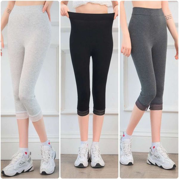 new summer modal large size high elastic breathable lace capris for european and korean students, Black
new summer modal large size high elastic breathable lace capris for european and korean students, Black