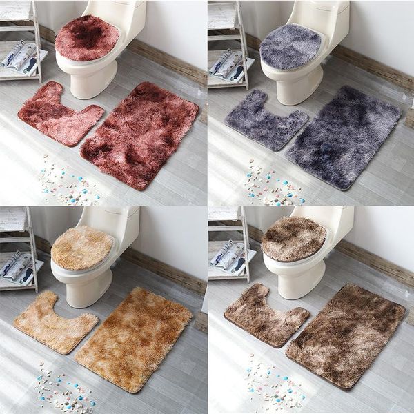 bath mats plush soft bathroom mat set toilet carpet rug non-slip shower room floor