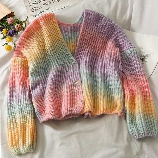 women's knits & tees rainbow gradient chic femme cardigan v-neck knitted sweater women loose open stitch single breasted long sleeve ca, White
women's knits & tees rainbow gradient chic femme cardigan v-neck knitted sweater women loose open stitch single breasted long sleeve ca, White