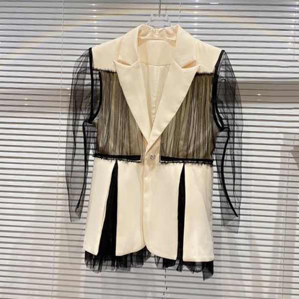 women's suits & blazers seebeautiful casual mesh splicing loose blazer coat notched long sleeve single button women autumn 2021 fashion, White;black
women's suits & blazers seebeautiful casual mesh splicing loose blazer coat notched long sleeve single button women autumn 2021 fashion, White;black