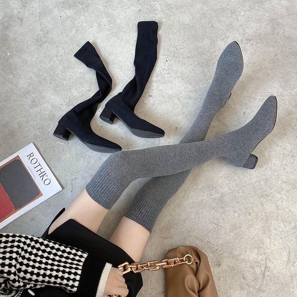 boots 2021 stretch socks autumn winter women pointed toe party block heels over the knee thigh high botas mujer, Black
boots 2021 stretch socks autumn winter women pointed toe party block heels over the knee thigh high botas mujer, Black
