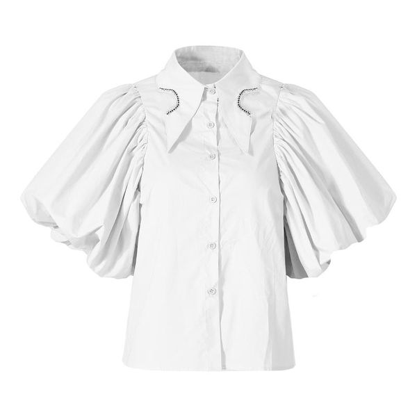 women's blouses & shirts superaen retro folded lantern sleeve irregular side split turn-down collar office lady womens fashion blouse, White
women's blouses & shirts superaen retro folded lantern sleeve irregular side split turn-down collar office lady womens fashion blouse, White