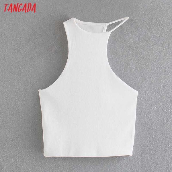 tangada women white asymmetry knit cropped tanks sleeveless backless female ab31 210609
tangada women white asymmetry knit cropped tanks sleeveless backless female ab31 210609