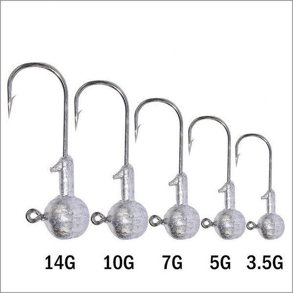 fishing hooks 5 psc/lot 3.5g5g7g10g14g lead head hook jig bait for soft lure tackle
fishing hooks 5 psc/lot 3.5g5g7g10g14g lead head hook jig bait for soft lure tackle