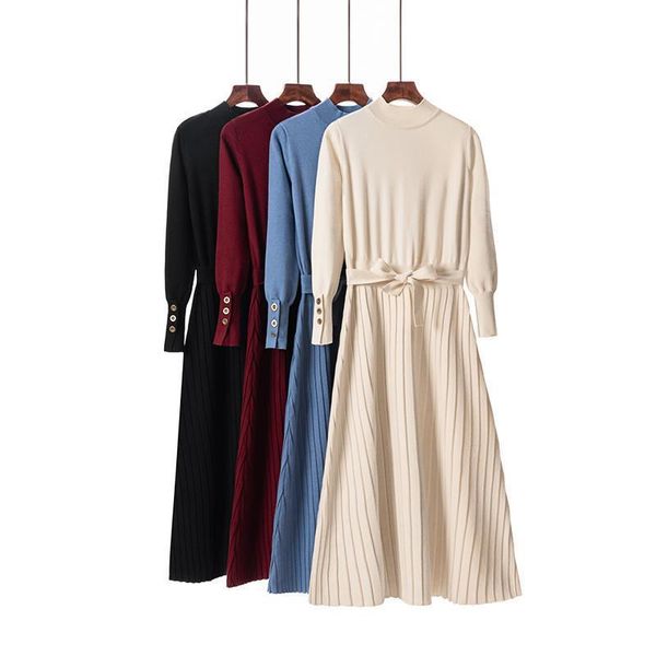 casual dresses autumn womens long sleeve pleated dress elegant fashion streetwear ladies pullover white knitted girl knitwear, Black;gray
casual dresses autumn womens long sleeve pleated dress elegant fashion streetwear ladies pullover white knitted girl knitwear, Black;gray