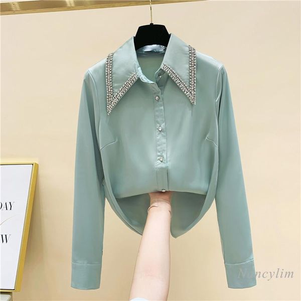 women's blouses & shirts rhinestone lapel shirt women chiffon long sleeve all-match blouse female lady blusas 2021 spring autumn, White
women's blouses & shirts rhinestone lapel shirt women chiffon long sleeve all-match blouse female lady blusas 2021 spring autumn, White