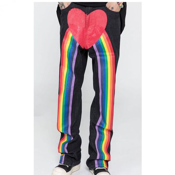 men's jeans hip hop baggy for men loose street trousers love rainbow printed urban streetwear pants, Blue
men's jeans hip hop baggy for men loose street trousers love rainbow printed urban streetwear pants, Blue