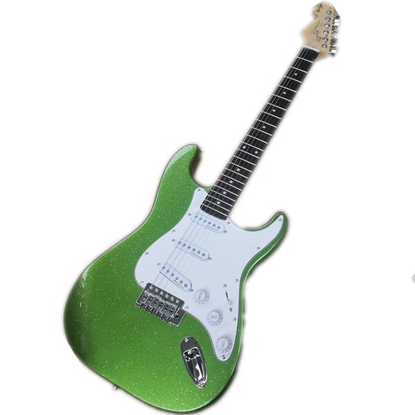 custom classic star electric guitar, green silver body, rose wood fingerboard, fixed bridge
custom classic star electric guitar, green silver body, rose wood fingerboard, fixed bridge