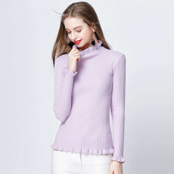 2021sweater women's new winter knitwear half high collar auricularia lace slim and thick bottom shirt lady, White;black
2021sweater women's new winter knitwear half high collar auricularia lace slim and thick bottom shirt lady, White;black