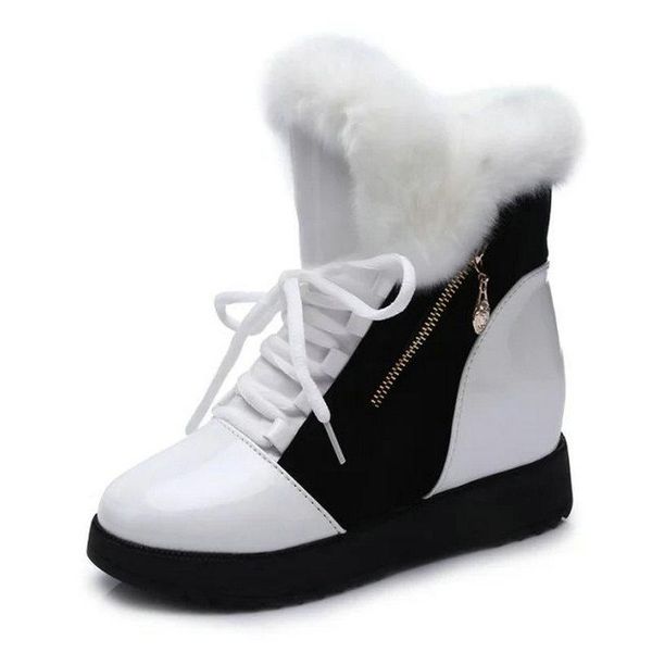 

boots olomm plus velvet snow female 2021 winter large size wild thick women's increased short ab-122, Black