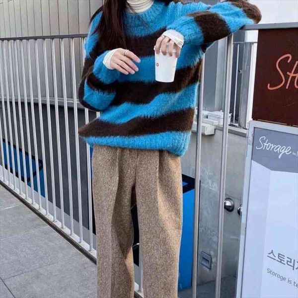 women winter vintage harajuku all-match cardigan knitting ladies sweater sweet mori casual contrast striped sweater, White;black
women winter vintage harajuku all-match cardigan knitting ladies sweater sweet mori casual contrast striped sweater, White;black
