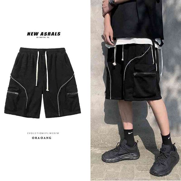 men's beach pants 2021 summer new loose five point luminous shorts men's fashion brand overalls, White;black
men's beach pants 2021 summer new loose five point luminous shorts men's fashion brand overalls, White;black