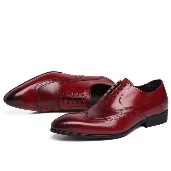 dress shoes pointed toe oxfords carving genuine leather wedding men business office work mens 37-44, Black
dress shoes pointed toe oxfords carving genuine leather wedding men business office work mens 37-44, Black