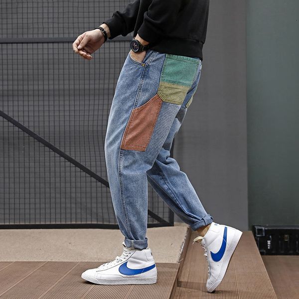 2021 new japanese vintage fashion loose fit spliced pocket designer harem pants streetwear hip hop jeans men taper trousers i634, Blue
2021 new japanese vintage fashion loose fit spliced pocket designer harem pants streetwear hip hop jeans men taper trousers i634, Blue