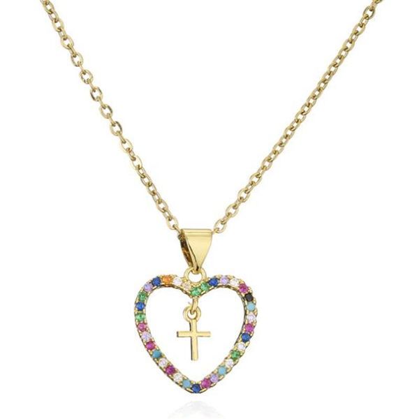 pendant necklaces fashion crystal heart-shaped cross chain necklace metal gold color women's luxury wedding jewelry gifts, Silver
pendant necklaces fashion crystal heart-shaped cross chain necklace metal gold color women's luxury wedding jewelry gifts, Silver