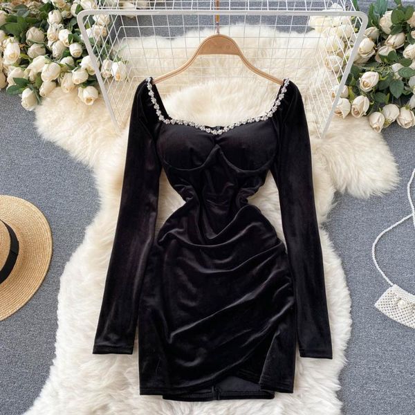 casual dresses autumn vintage black diamond velvet party dress women square collar long sleeve high waist slim mini robe female vestido, Black;gray
casual dresses autumn vintage black diamond velvet party dress women square collar long sleeve high waist slim mini robe female vestido, Black;gray