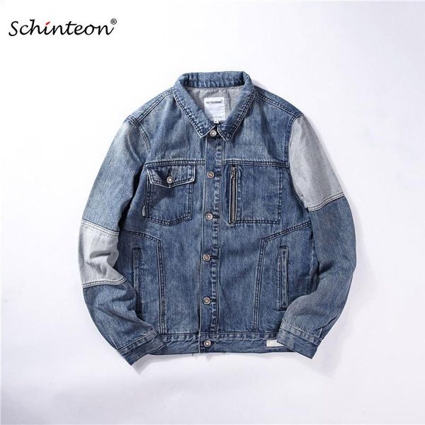 men's jackets schinteon 2021 men autumn washed spliced denim jacket outwear vintage coat 100% cotton quality, Black;brown
men's jackets schinteon 2021 men autumn washed spliced denim jacket outwear vintage coat 100% cotton quality, Black;brown
