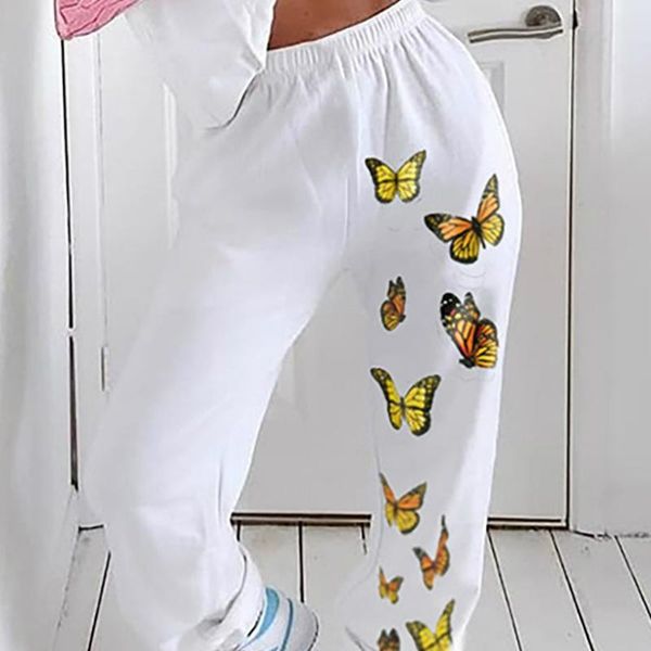 women ladies high waist elastic pants trousers autumn summer butterflies print casual harem pants fitness plain bottom clothing, Black;white
women ladies high waist elastic pants trousers autumn summer butterflies print casual harem pants fitness plain bottom clothing, Black;white